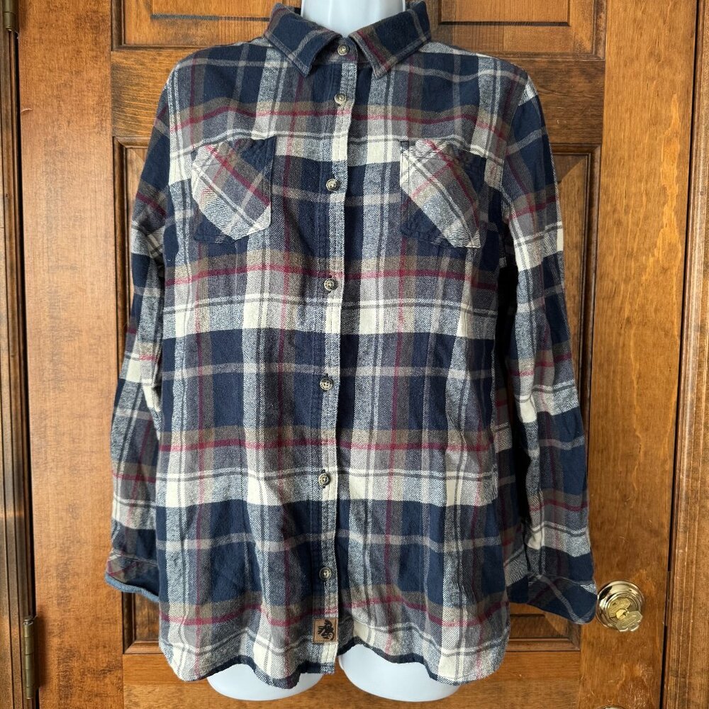 Legendary Whitetails Olive/Navy/White Plaid Flannel Shirt Large